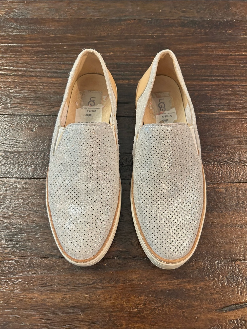 UGG Adley Perforated Stardust Slip-On Sneakers in Light Gray/Tan - Picture 2 of 6